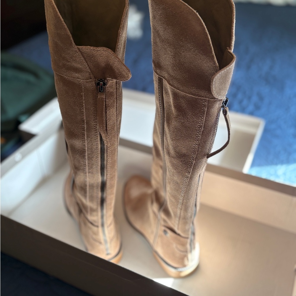Franco Sarto Knee High Tan Suede Boots
